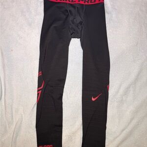 SOLD-Nike Pro Combat Men's Black/Red  Compression Training Tights size Large